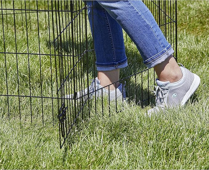 MidWest Homes for Pets 30-Inch Exercise Pen, for Indoor and Outdoor Use, 16 Sq Feet of Play, Single Door Folding Dog Pen, with Large Door Opening & Secure Latch, Easy to Set Up, Foldable Dog Playpen