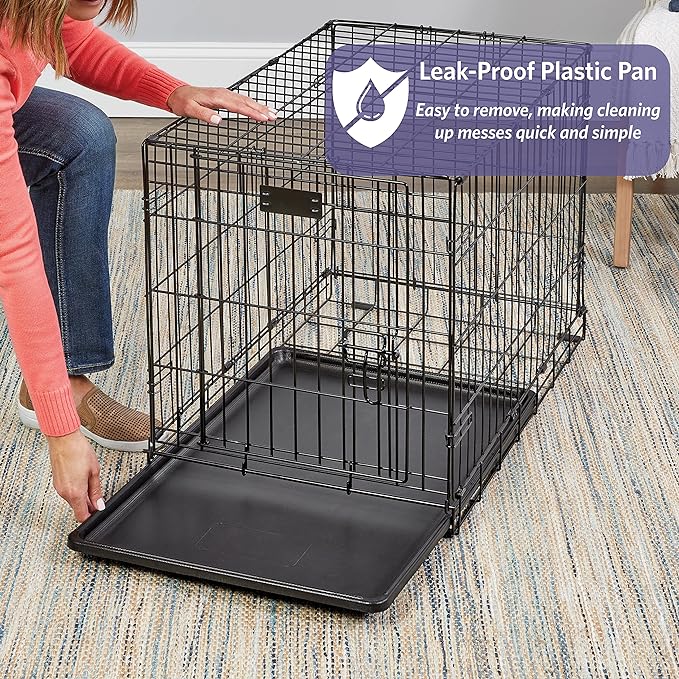 MidWest Homes for Pets 36-Inch iCrate for Medium-Large Breeds, 41-70 lbs, Single Door Folding Dog Crate with Divider Panel, Leak-Proof Tray & Secure Latches, Portable, Durable & Easy to Assemble