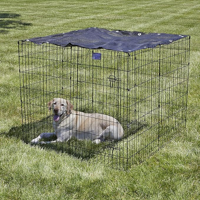 MidWest Homes for Pets Dog Exercise Pen Mesh Sunscreen Top for Dog Pens and Playpens, UV Resistant, Blocks Harmful Sun Rays, Hardware Included, Black, 540-SS